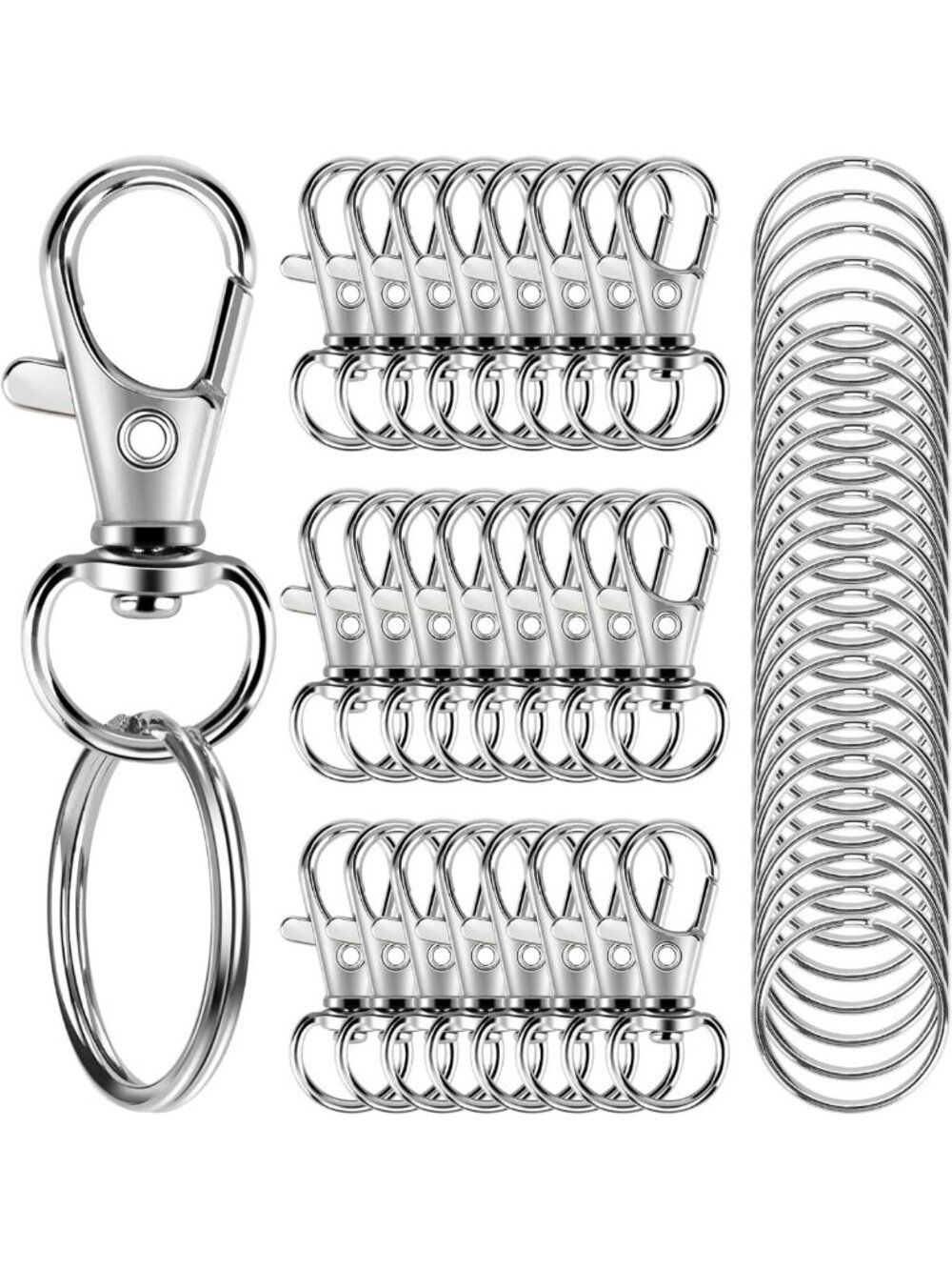 50PCS Metal Lobster Claw Clasps & Keychain Clips, DIY Key Ring Making Kit